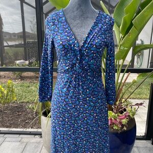 Boden Blue Patterned Wrap style to Dress